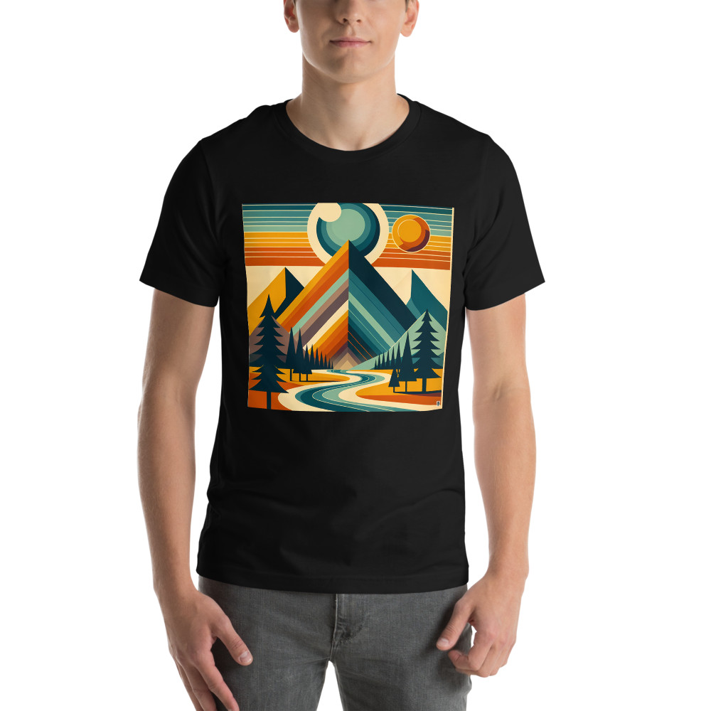 Geometric Mountain Valley Sunset