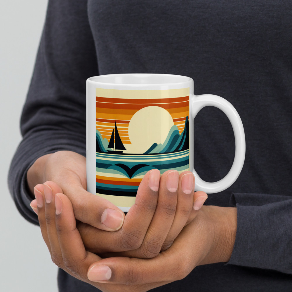 Minimalist Sailboat Sunset Landscape