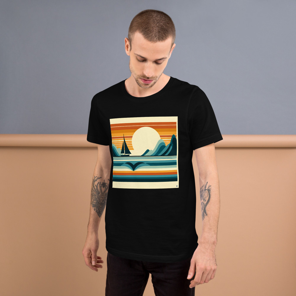 Minimalist Sailboat Sunset Landscape