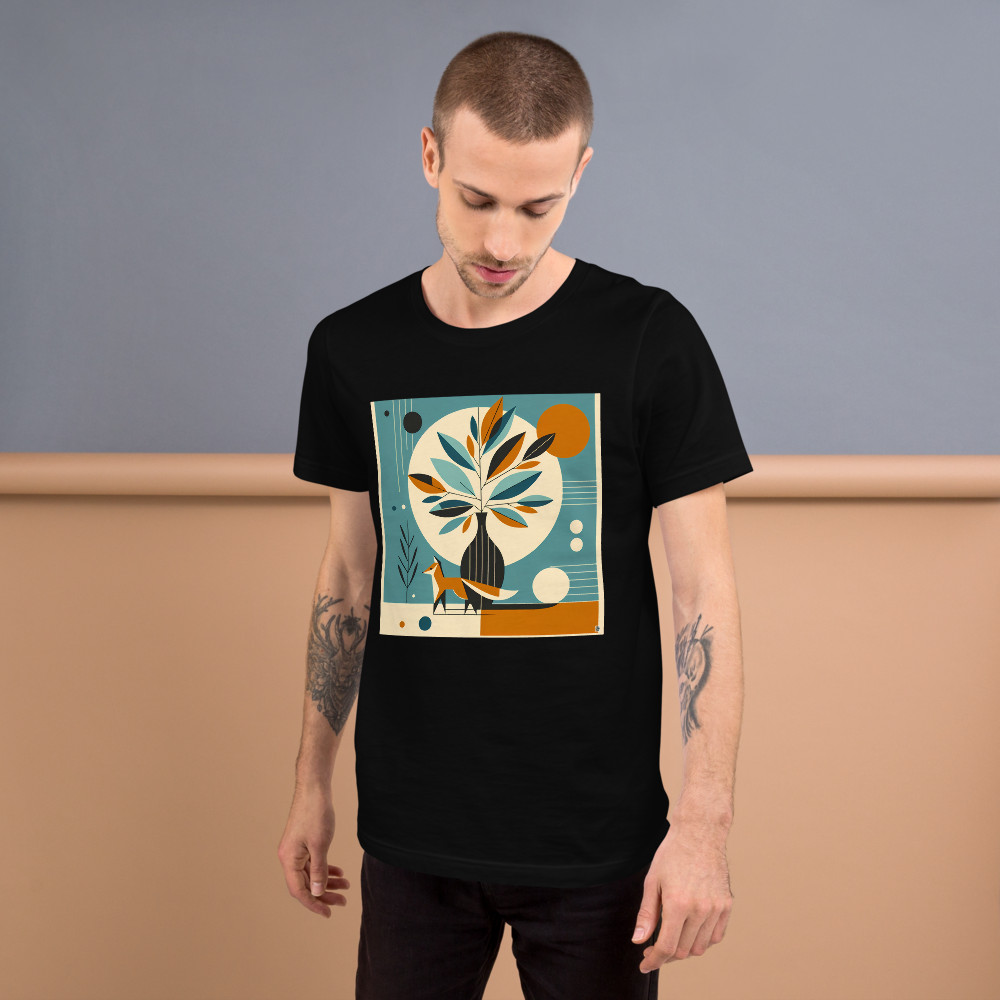 Geometric Fox and Botanical Vase Illustration