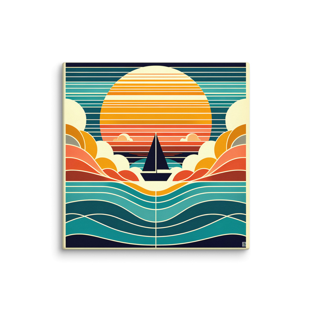 Geometric Sailboat Sunset — Canvas Print