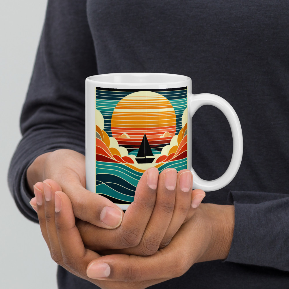Geometric Sailboat Sunset