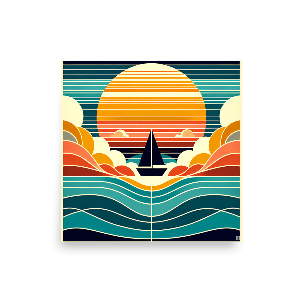 Geometric Sailboat Sunset — Art Print