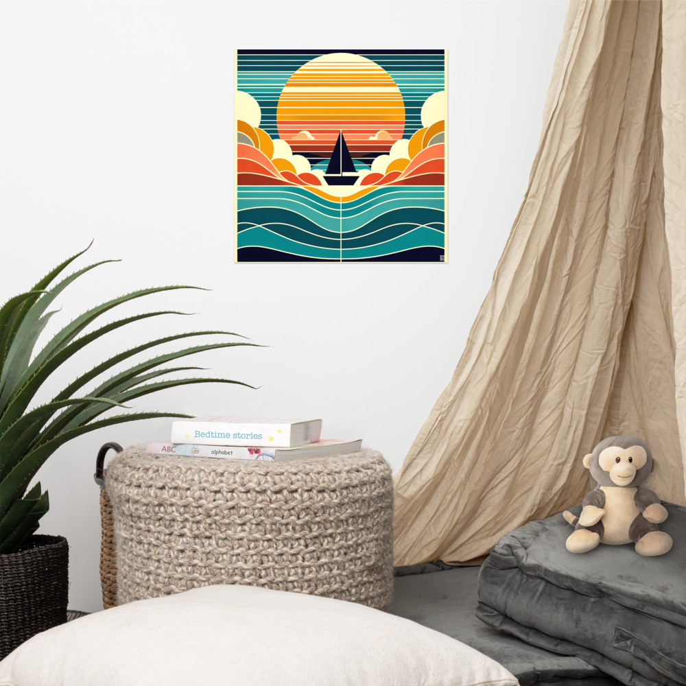 Geometric Sailboat Sunset
