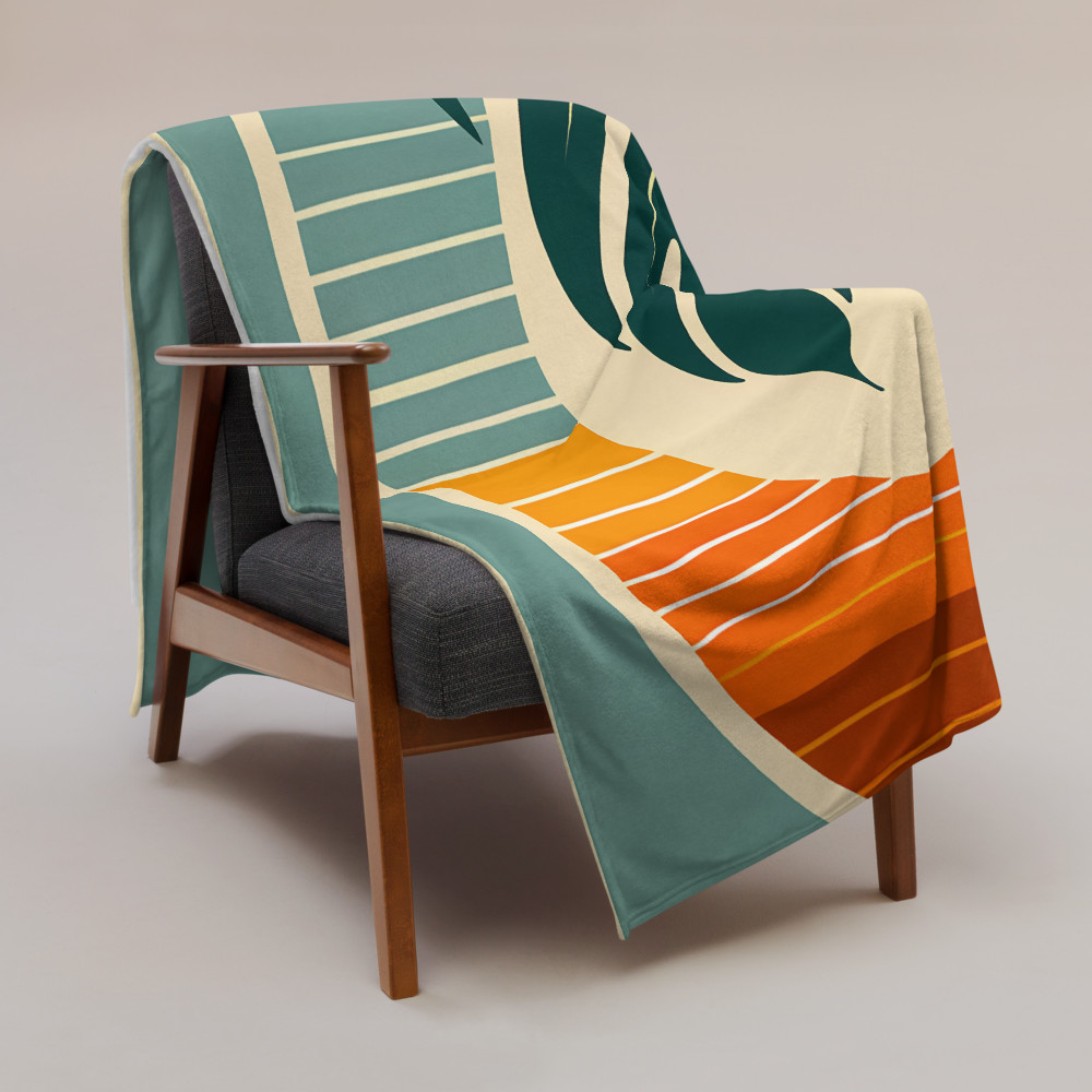 Retro Monstera Leaf Sunset