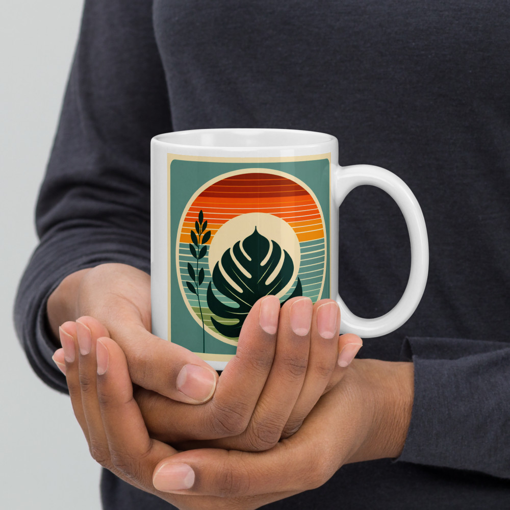 Retro Monstera Leaf Sunset