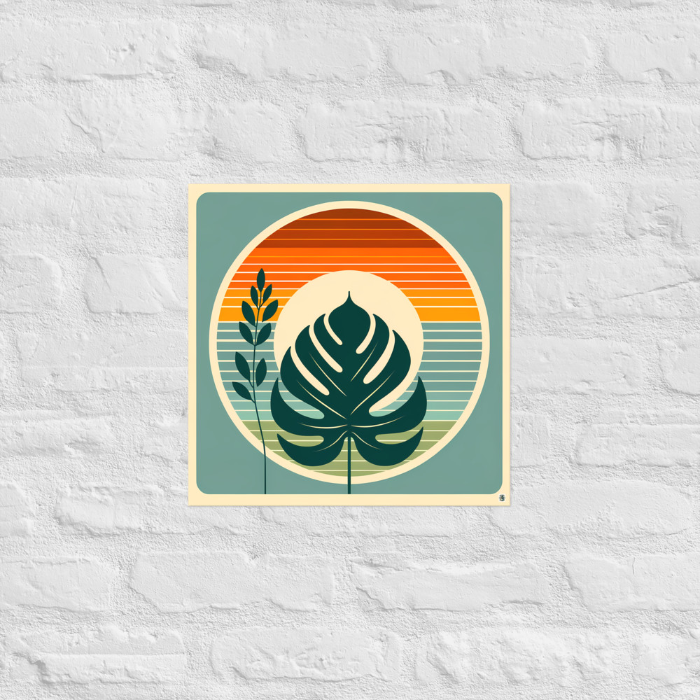 Retro Monstera Leaf Sunset