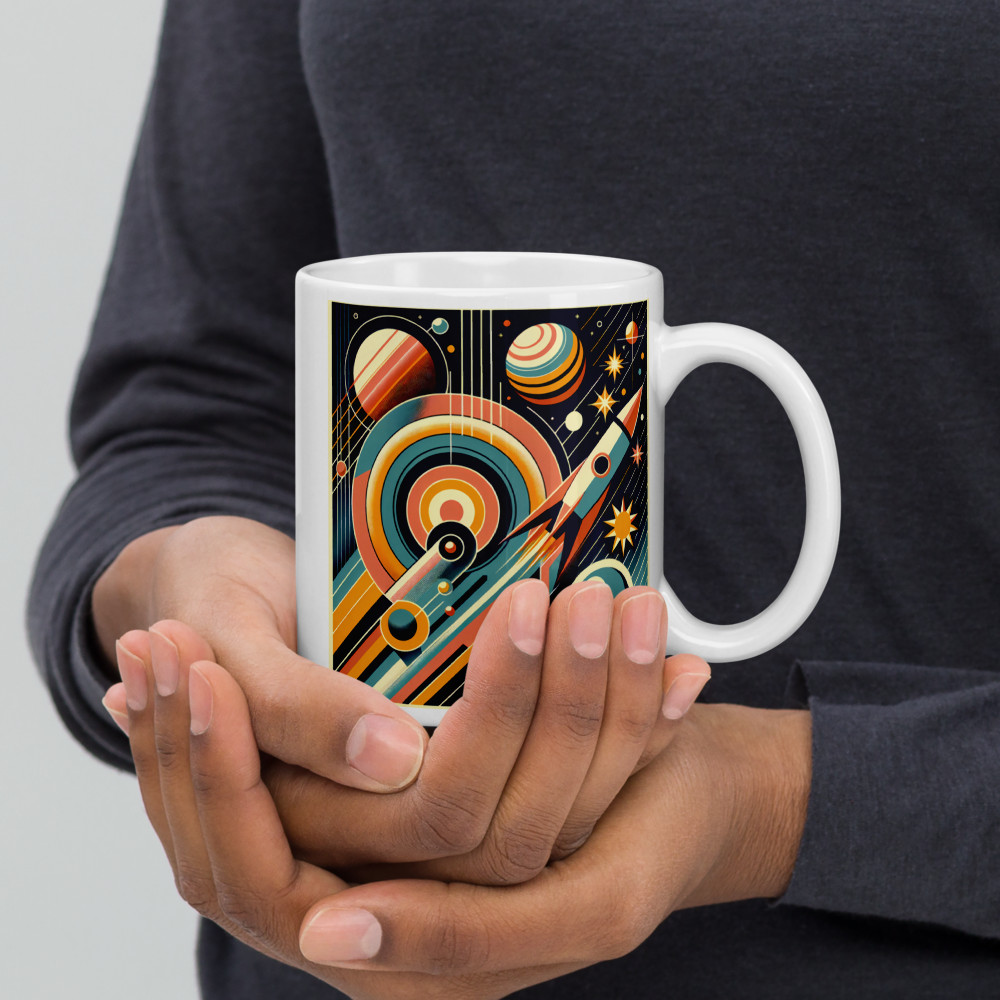 Geometric Rocket in Retro Space
