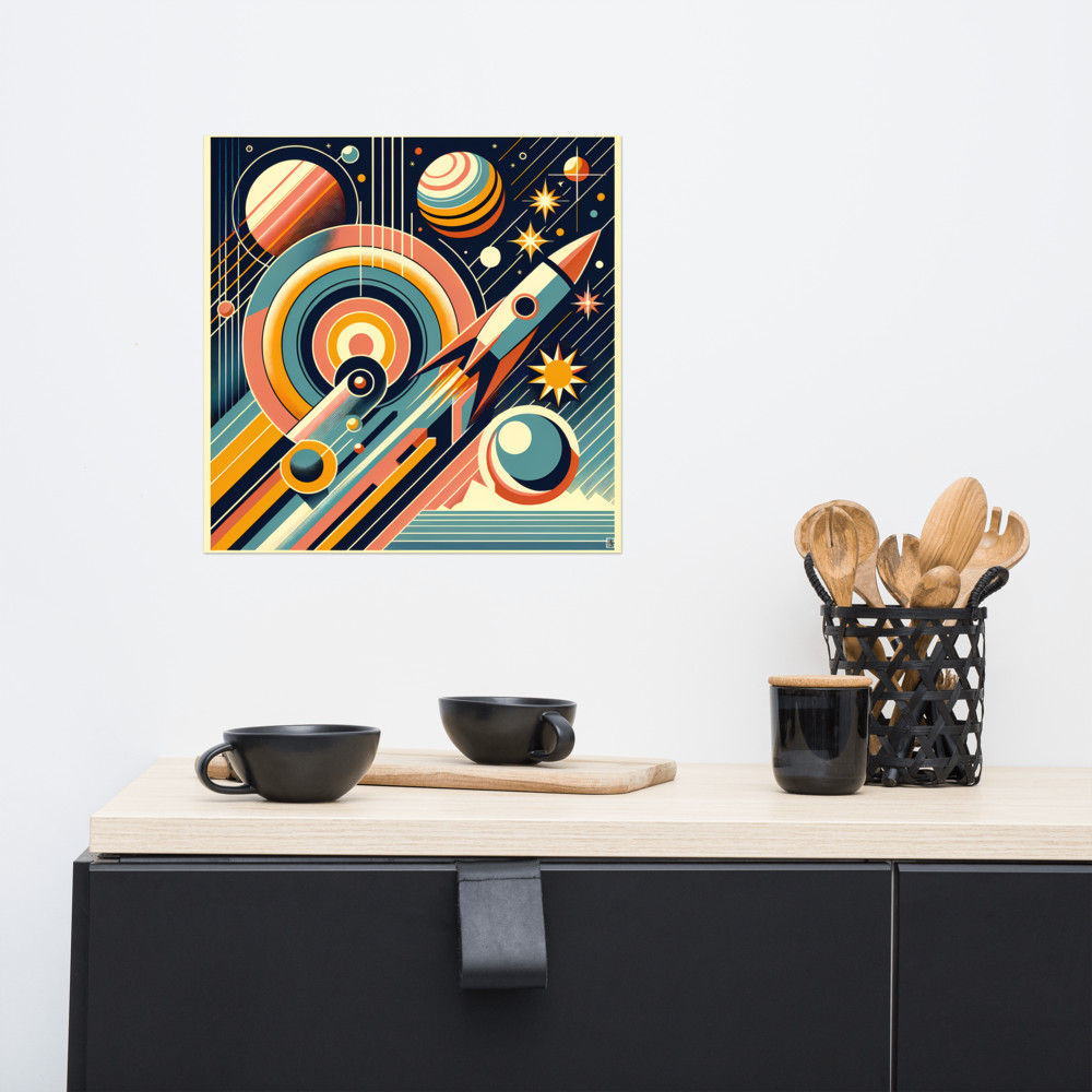 Geometric Rocket in Retro Space