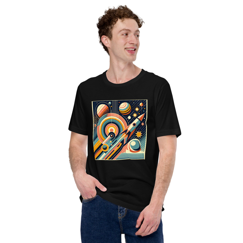 Geometric Rocket in Retro Space