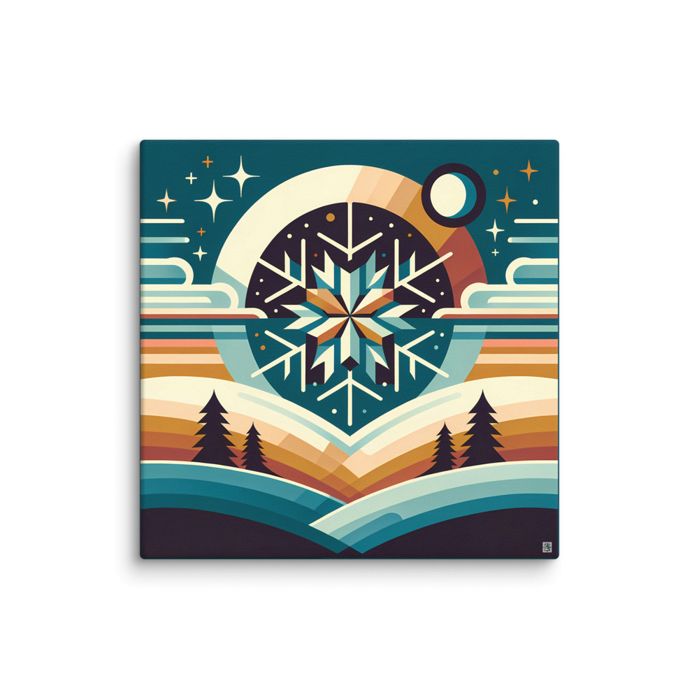 Geometric Snowflake Winter Landscape — Canvas Print