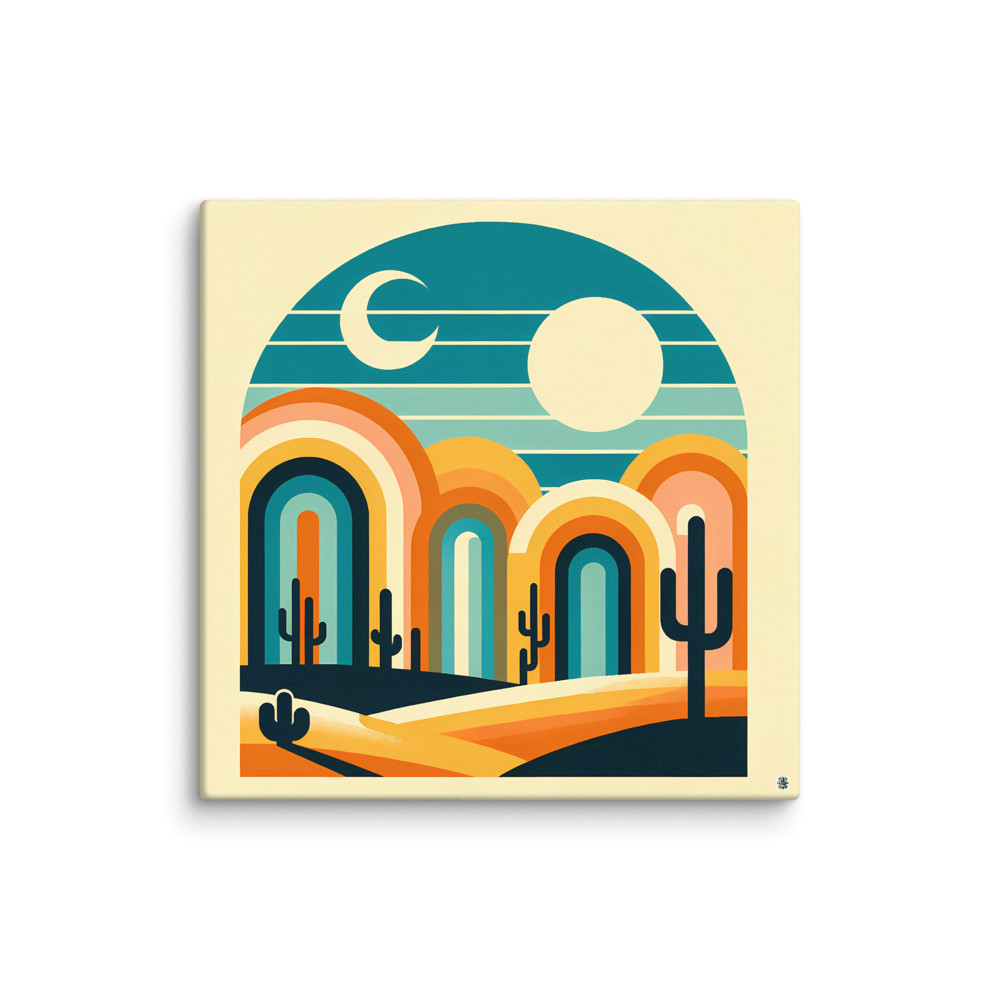 Retro Desert Arch Landscape — Canvas Print