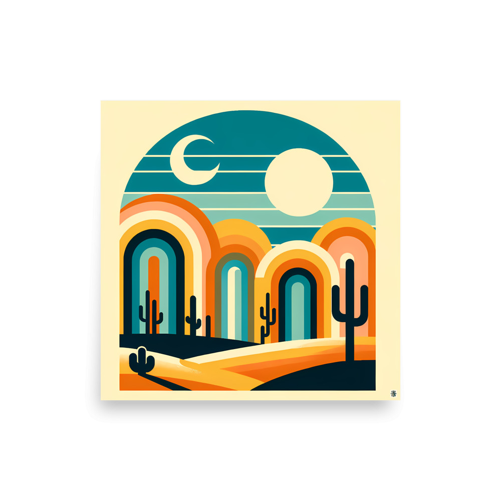 Retro Desert Arch Landscape — Art Print