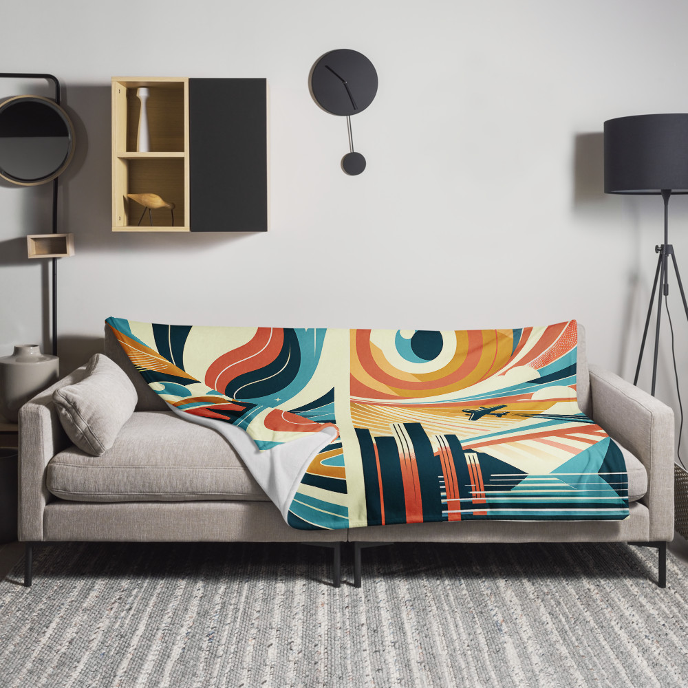 Retro Mid Century Modern Sky and Cityscape Diptych