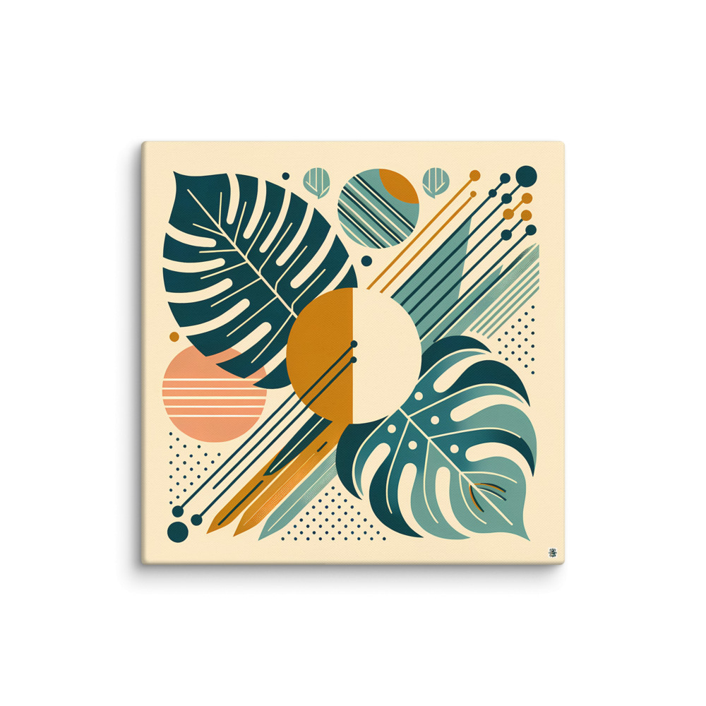 Geometric Monstera Leaf Abstract — Canvas Print