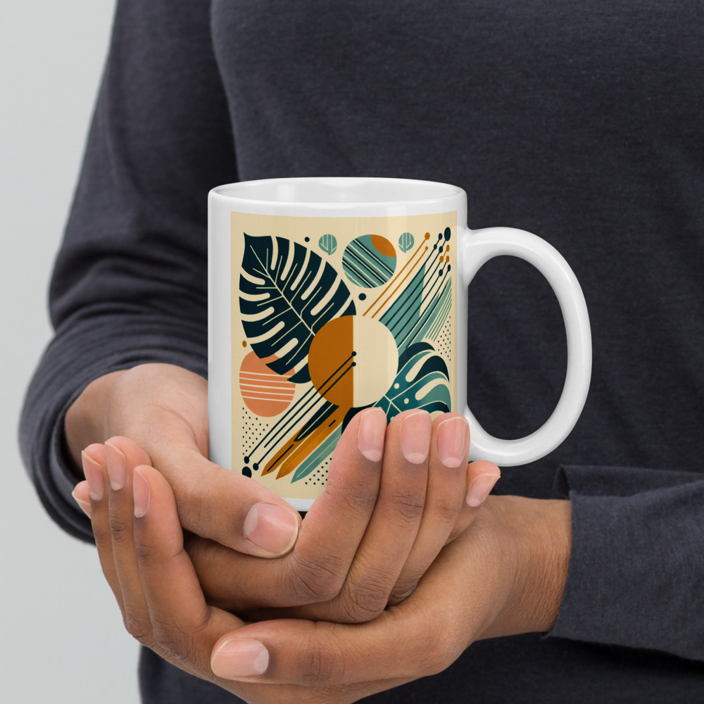 Geometric Monstera Leaf Abstract