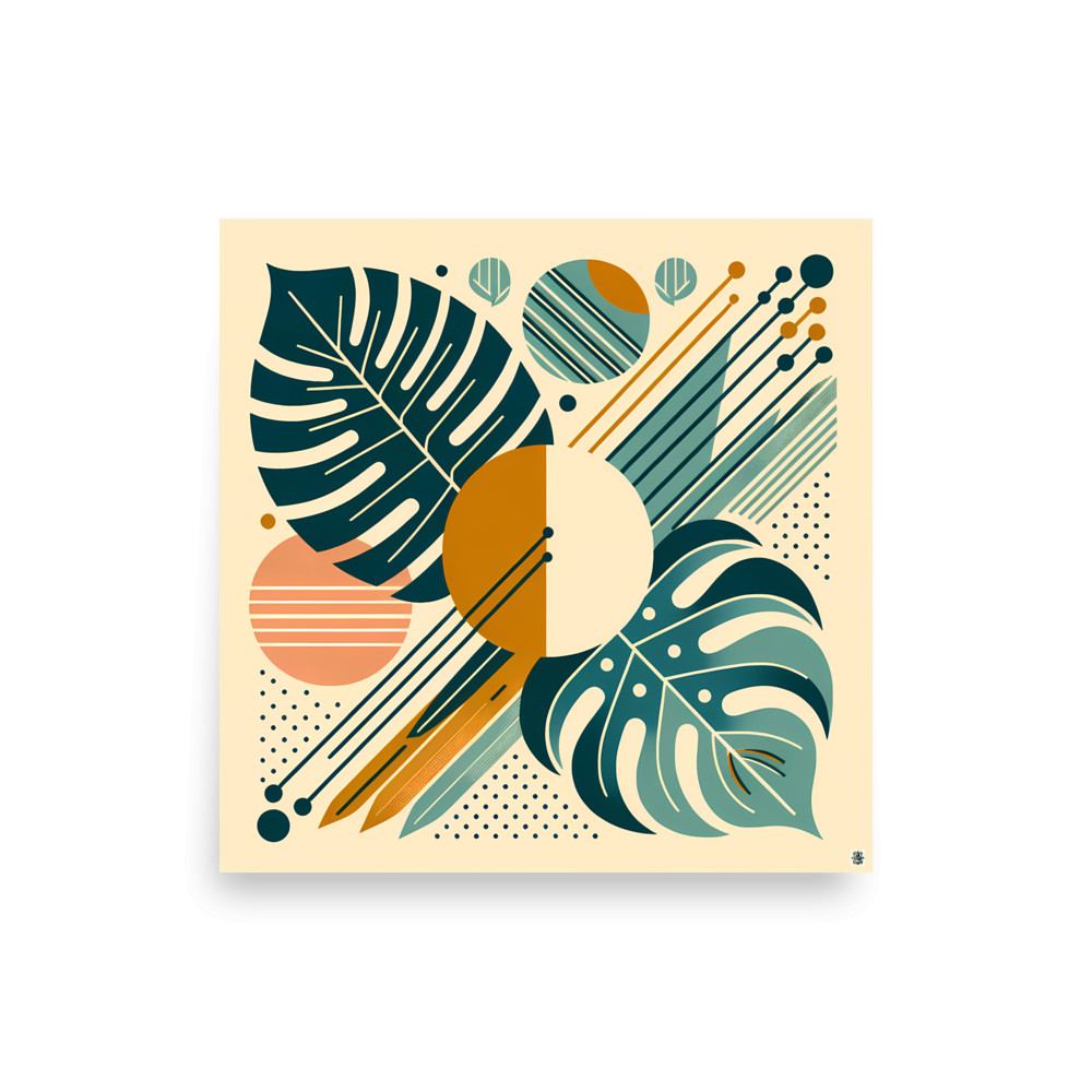 Geometric Monstera Leaf Abstract — Art Print