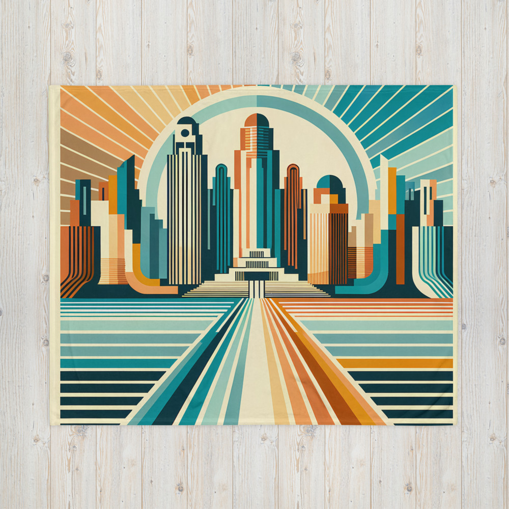 Geometric Art Deco City Skyline