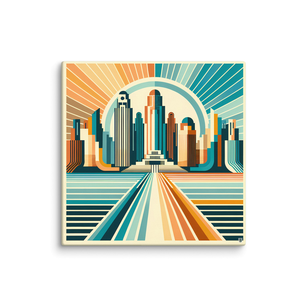 Geometric Art Deco City Skyline — Canvas Print