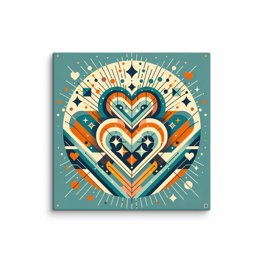 Geometric Heart Abstract with Radiant Lines — Canvas Print