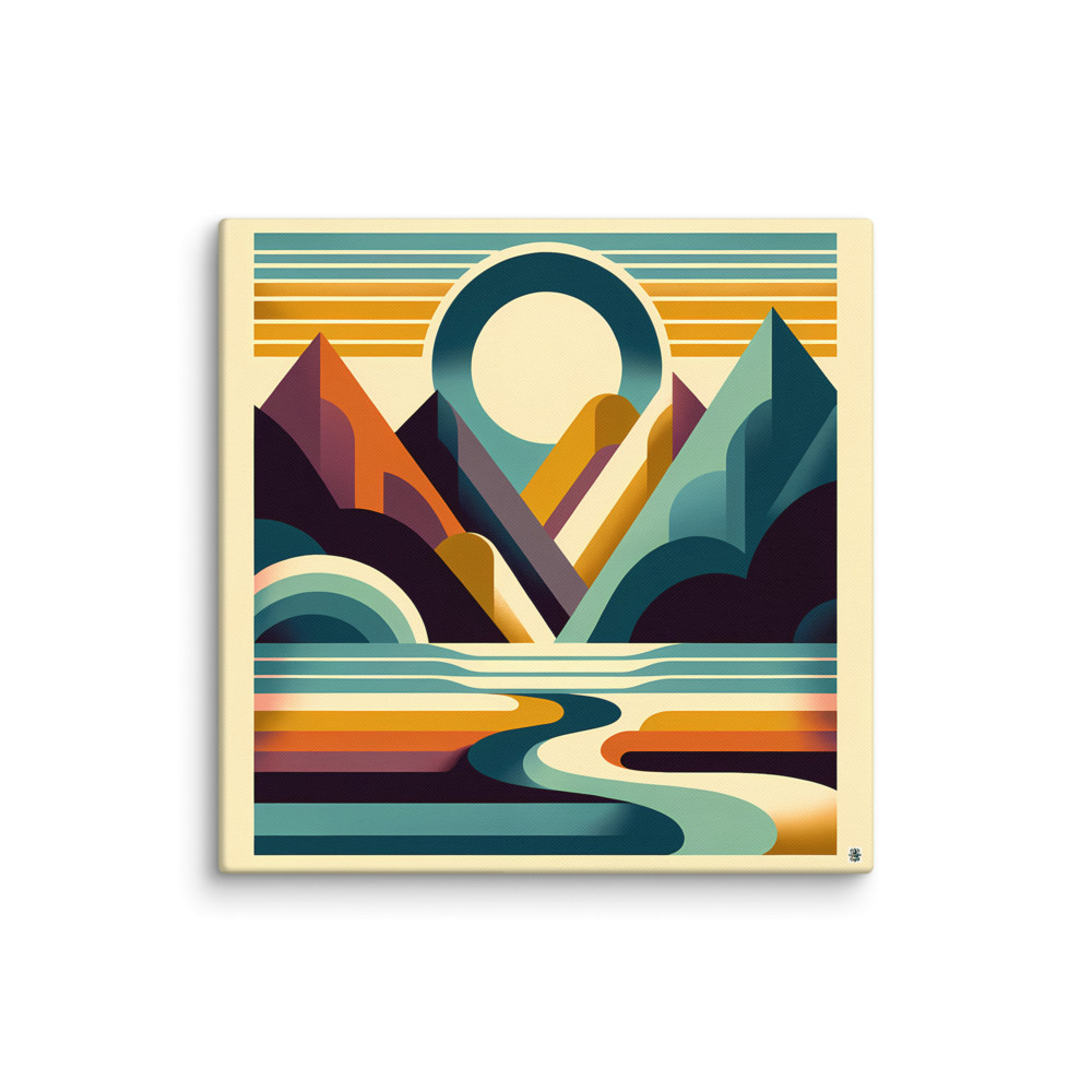 Geometric Mountain Sunset Horizon — Canvas Print