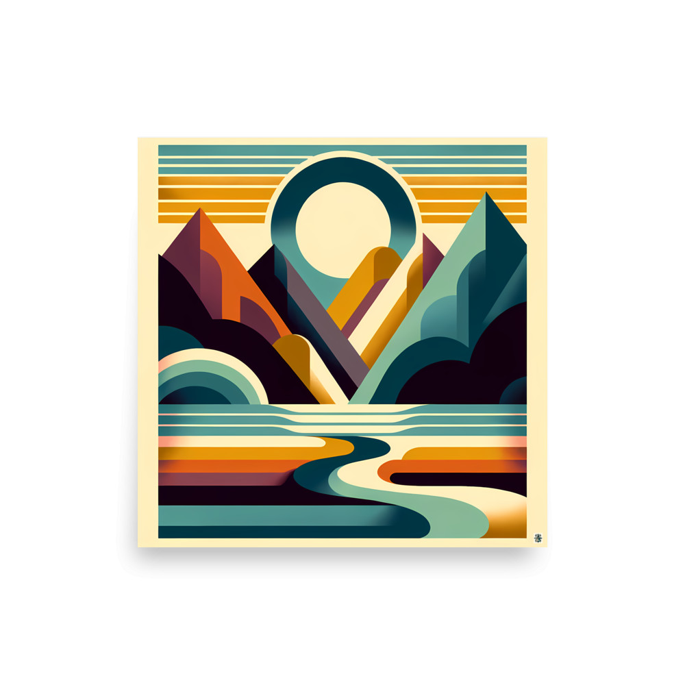 Geometric Mountain Sunset Horizon — Art Print