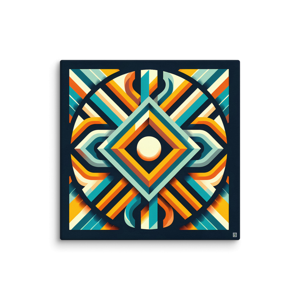 Retro Geometric Diamond Sunburst — Canvas Print