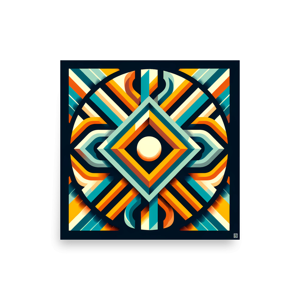 Retro Geometric Diamond Sunburst — Art Print