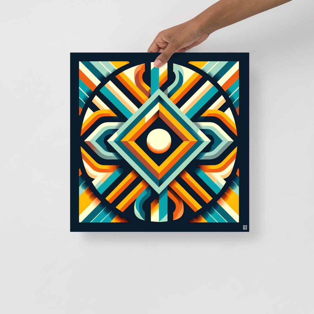 Retro Geometric Diamond Sunburst