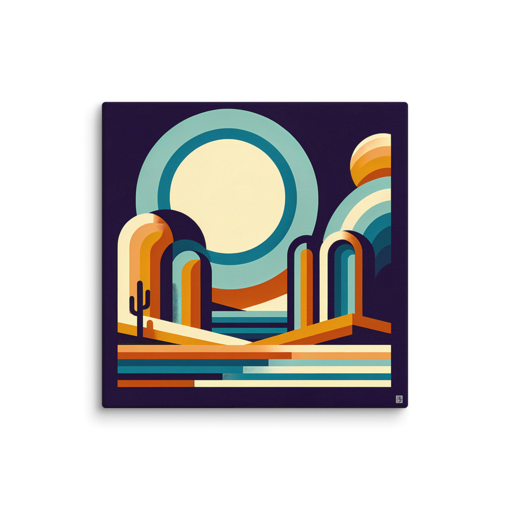 Geometric Desert Arches at Moonrise — Canvas Print