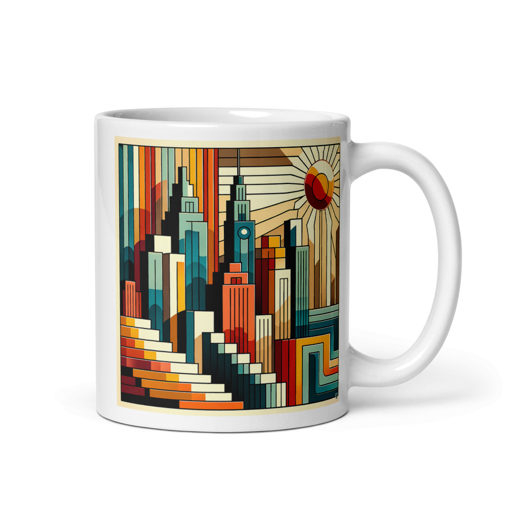 Geometric City Skyline at Sunset
