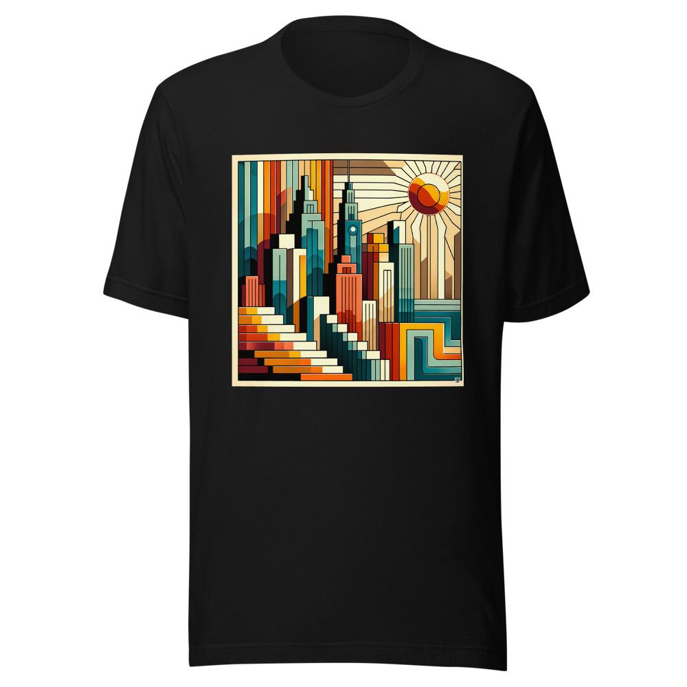 Geometric City Skyline at Sunset