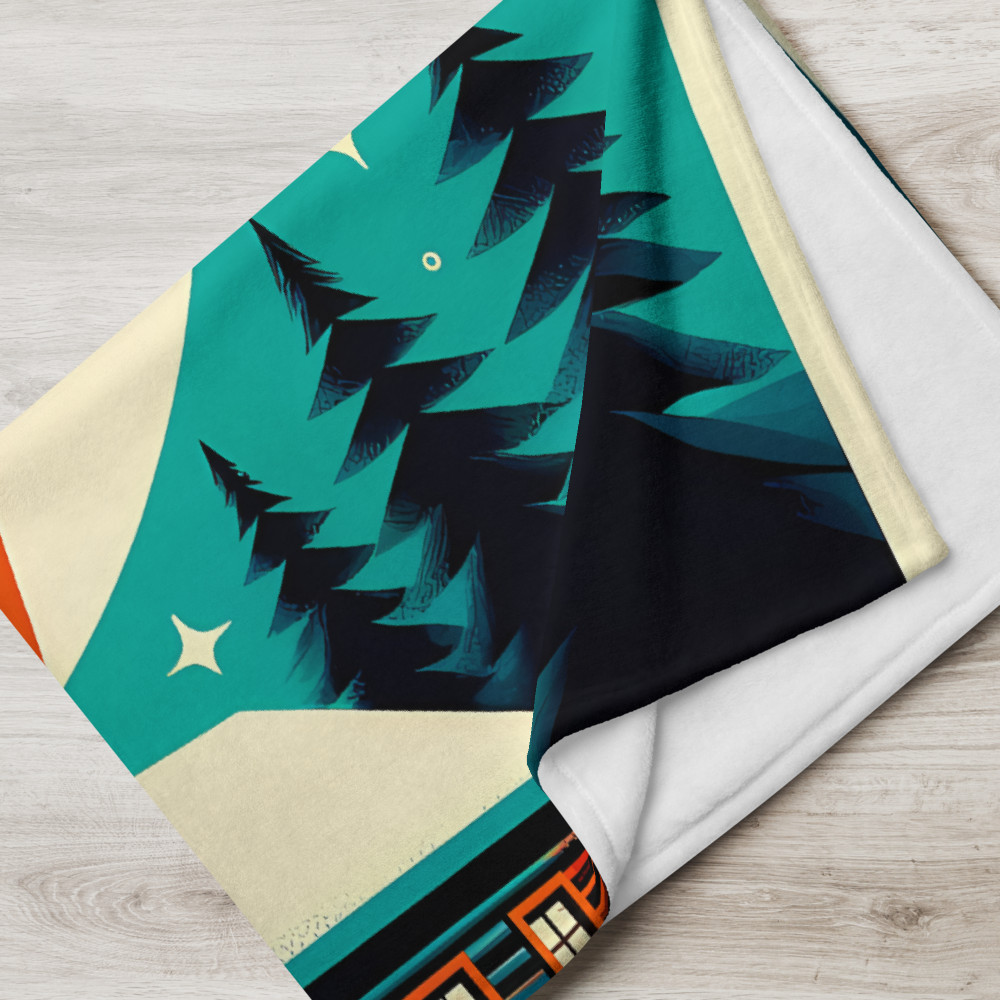 Geometric Fox Moon Winter Scene