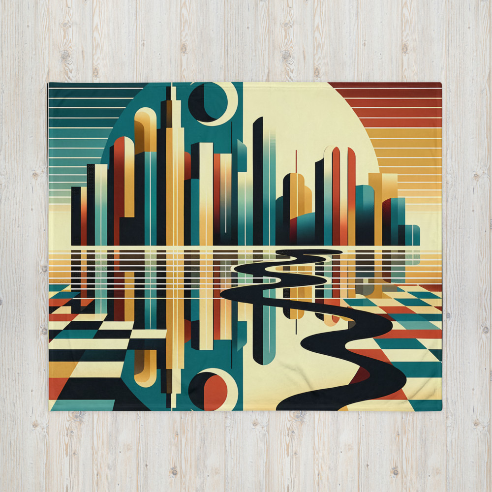 Retro Geometric Cityscape Reflection