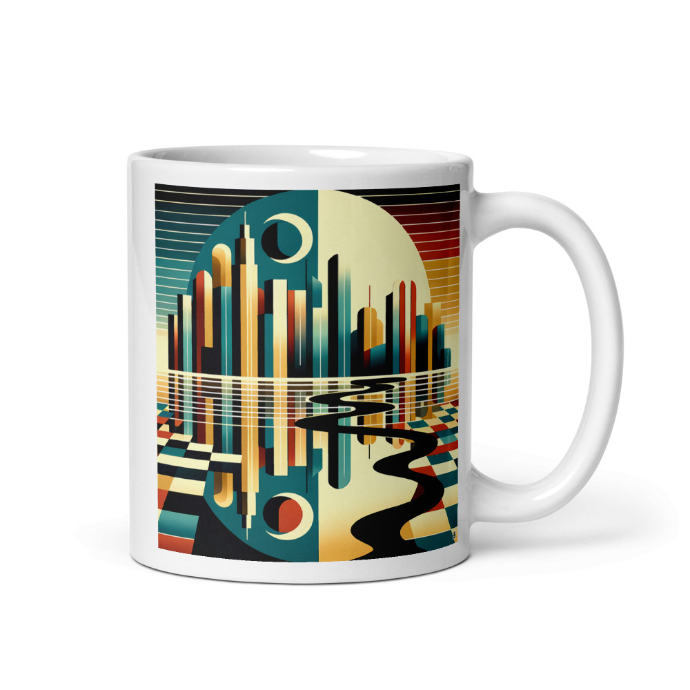Retro Geometric Cityscape Reflection