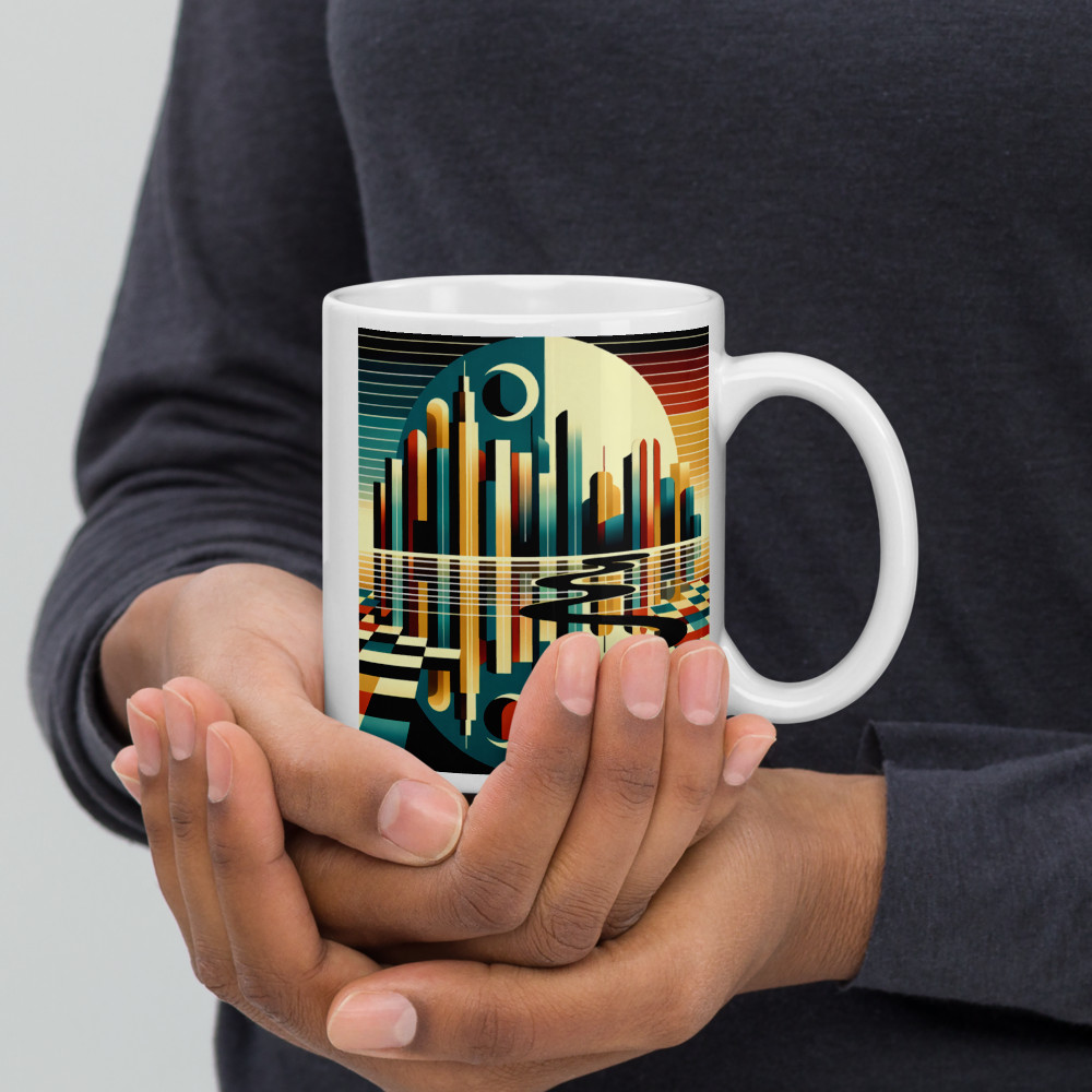 Retro Geometric Cityscape Reflection