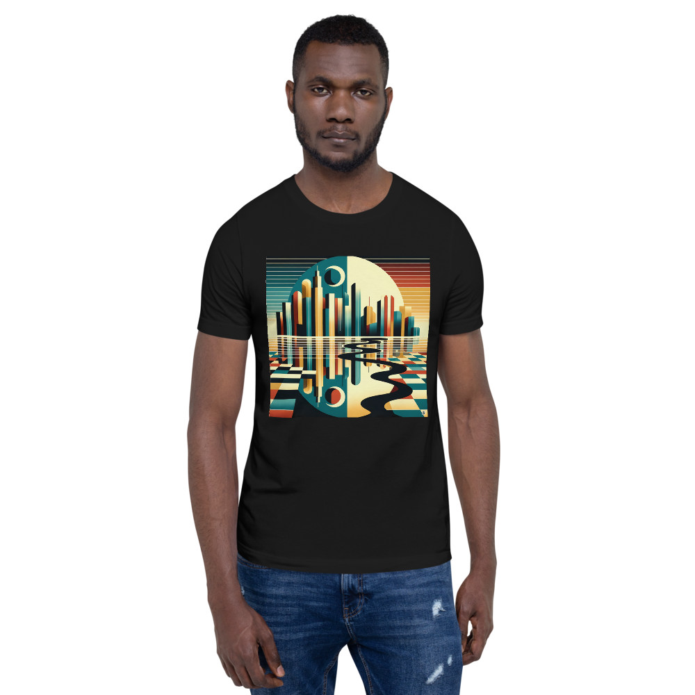 Retro Geometric Cityscape Reflection