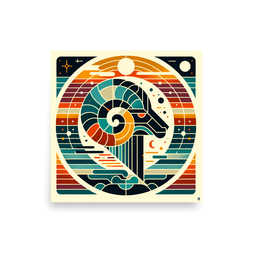 Geometric Aries Ram Symbol — Art Print