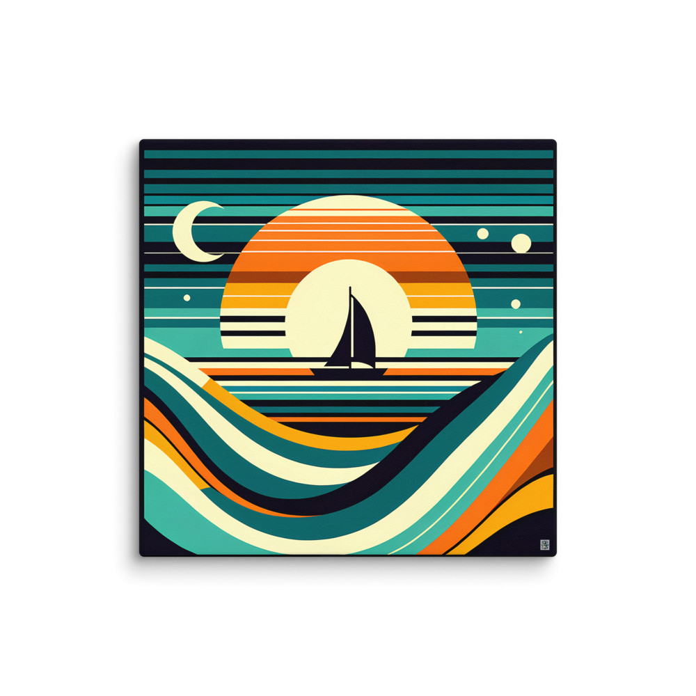 Geometric Sunset Sailboat — Canvas Print