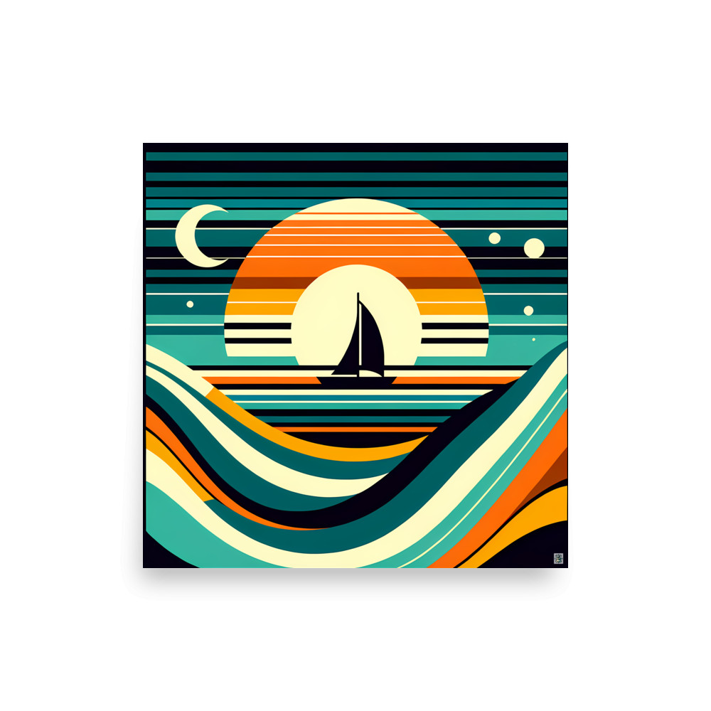 Geometric Sunset Sailboat — Art Print
