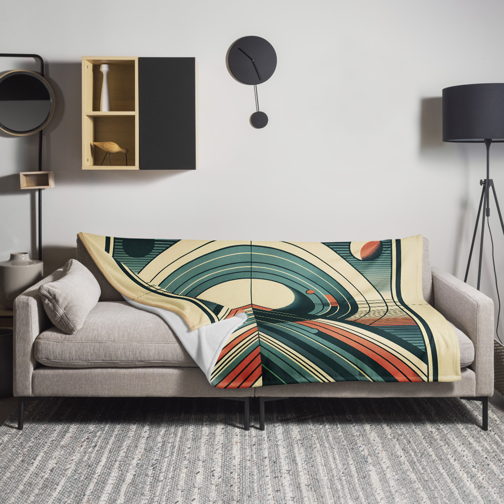 Retro Geometric Mountain with Planets