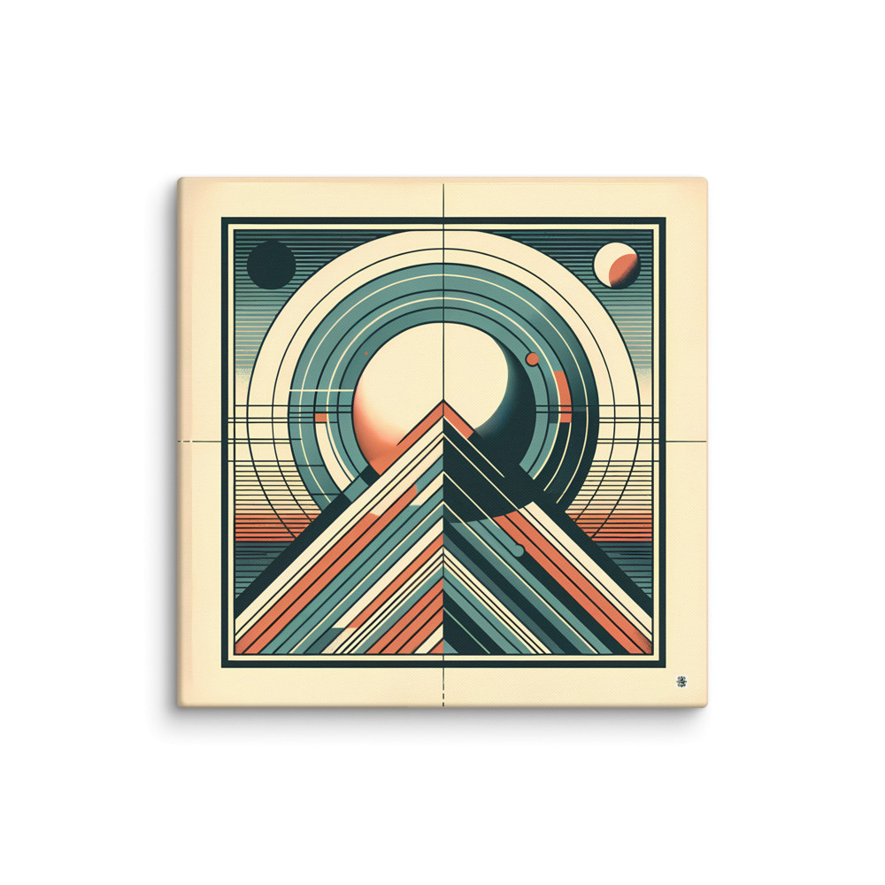 Retro Geometric Mountain with Planets