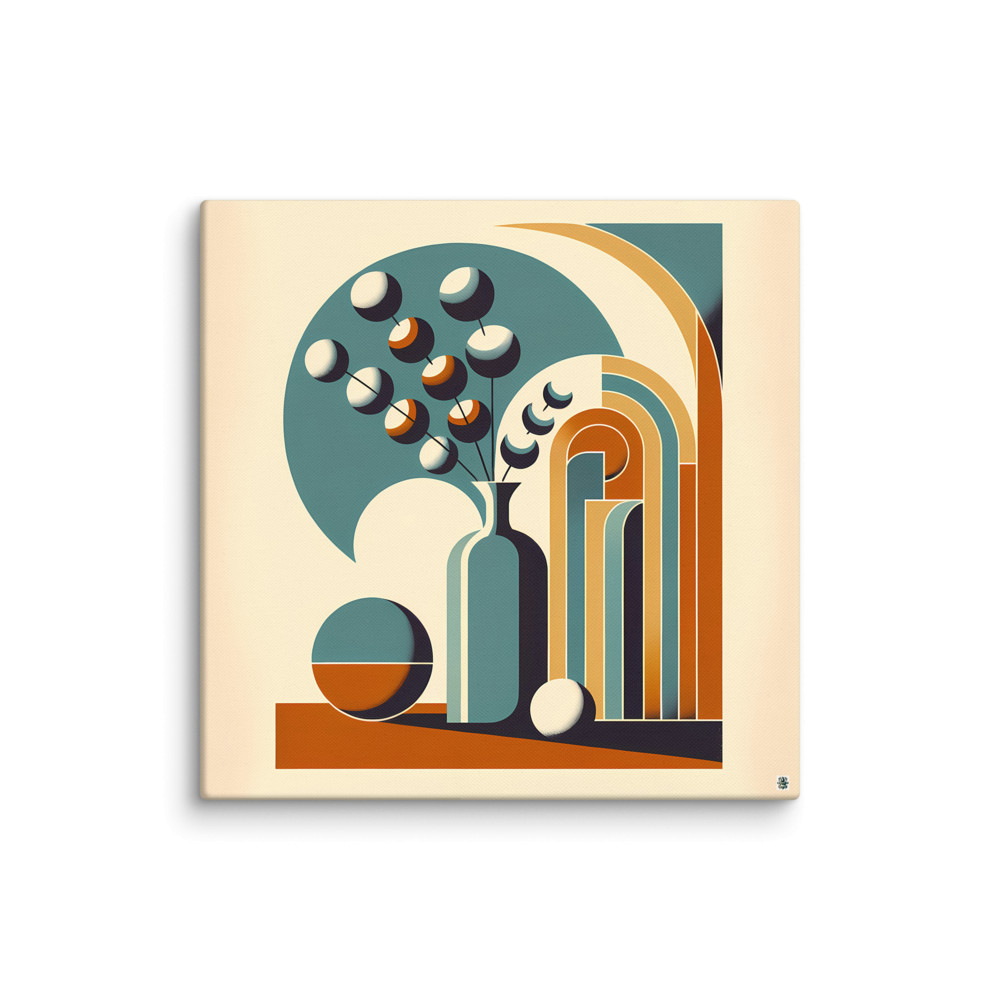 Scandinavian Geometric Vase and Arches — Canvas Print