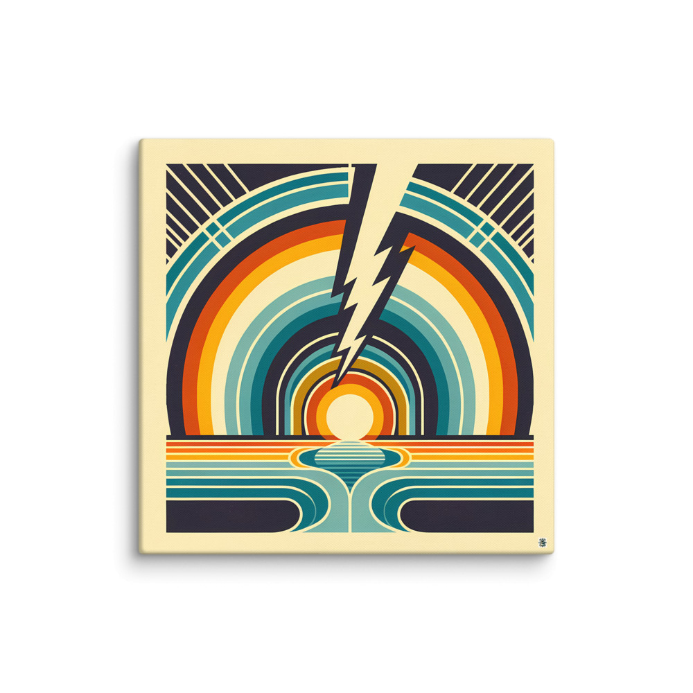 Retro Rainbow Lightning Sunset — Canvas Print
