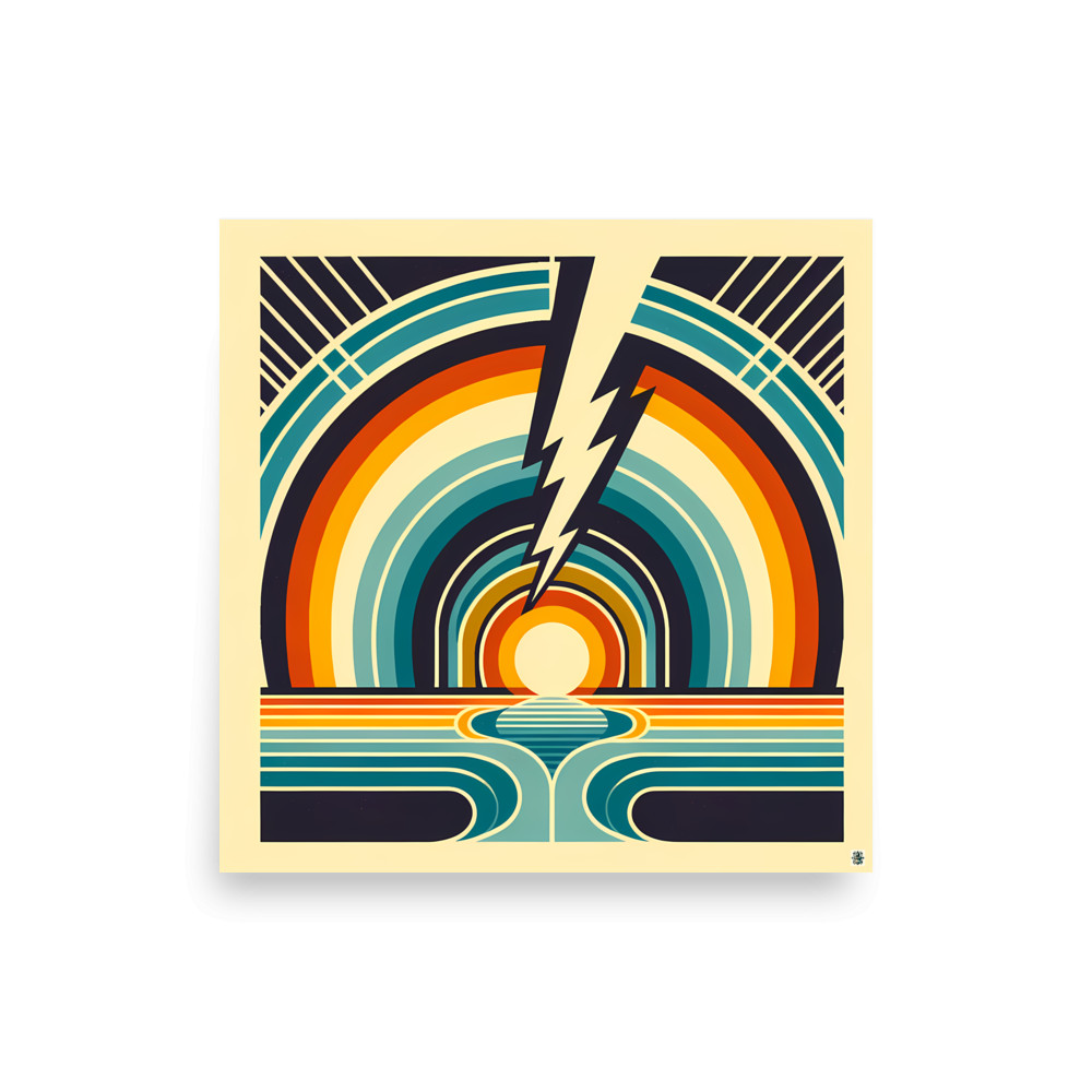 Retro Rainbow Lightning Sunset — Art Print