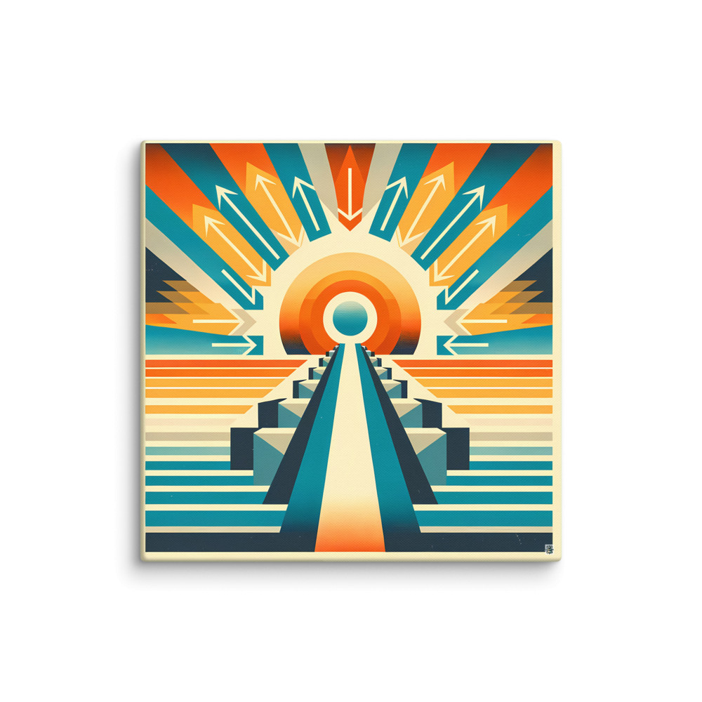 Geometric Arrow Sunburst Path — Canvas Print