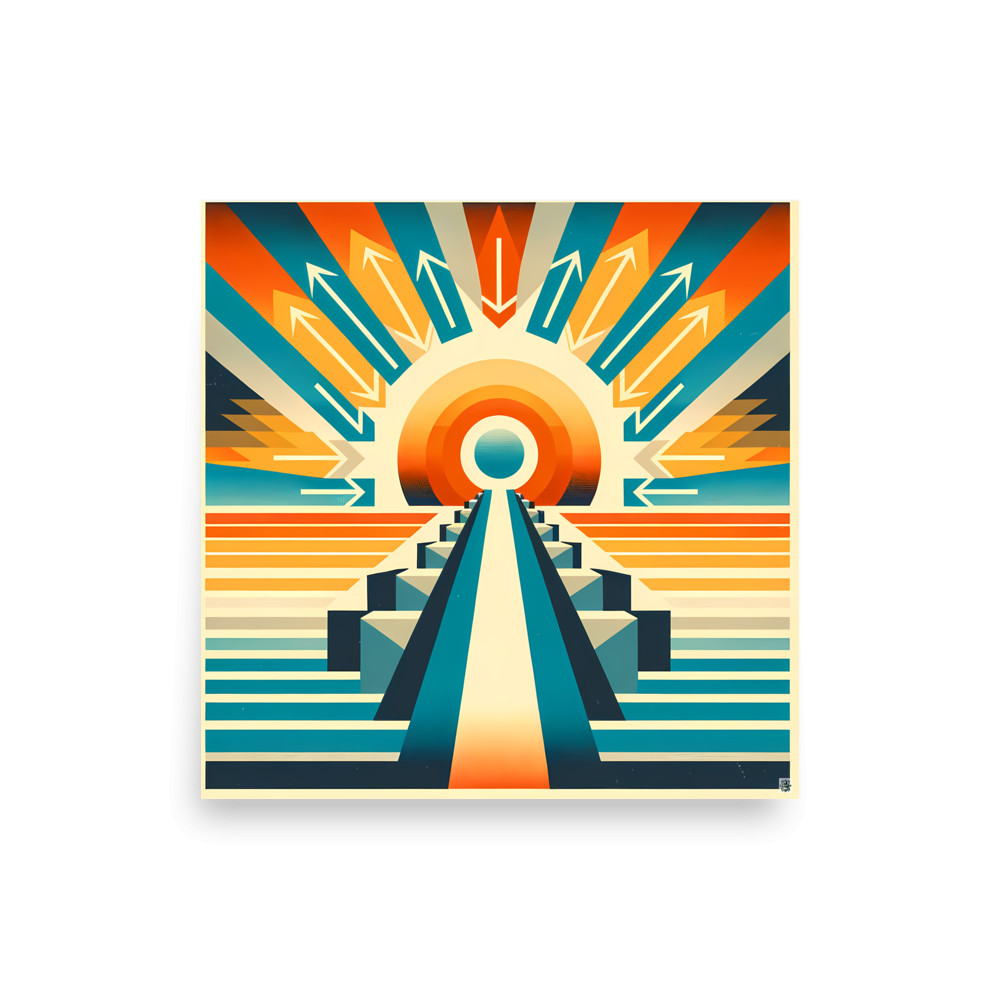 Geometric Arrow Sunburst Path — Art Print