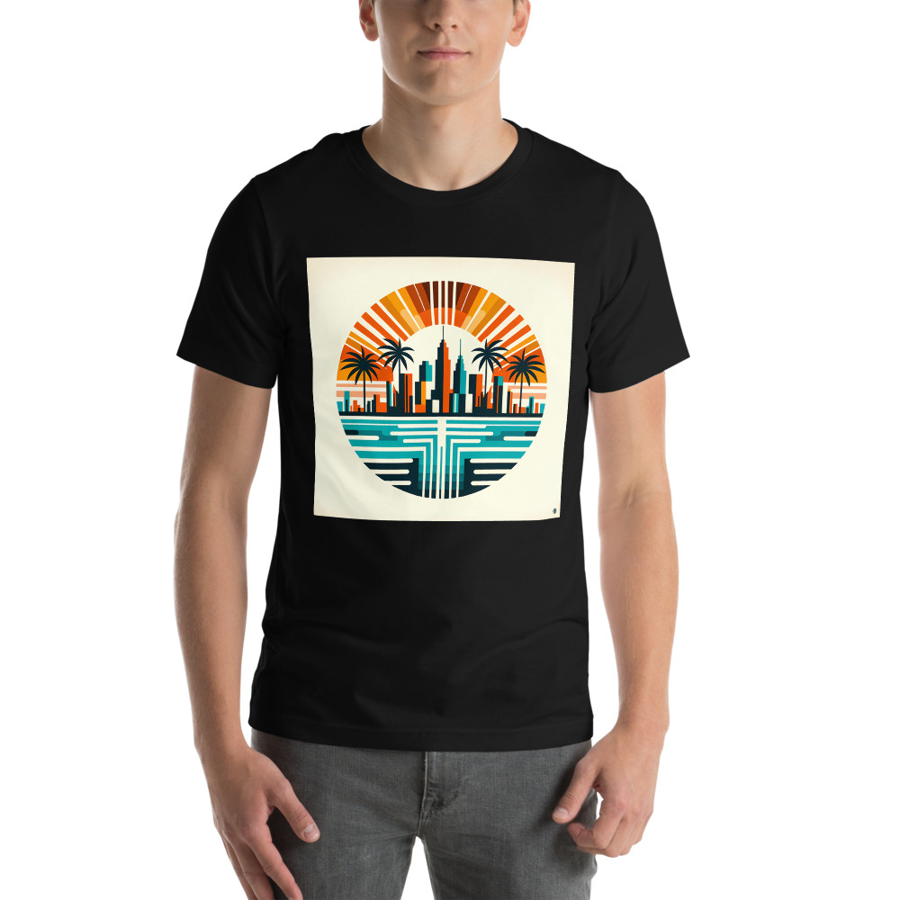 Retro Neon City Sunset with Palms
