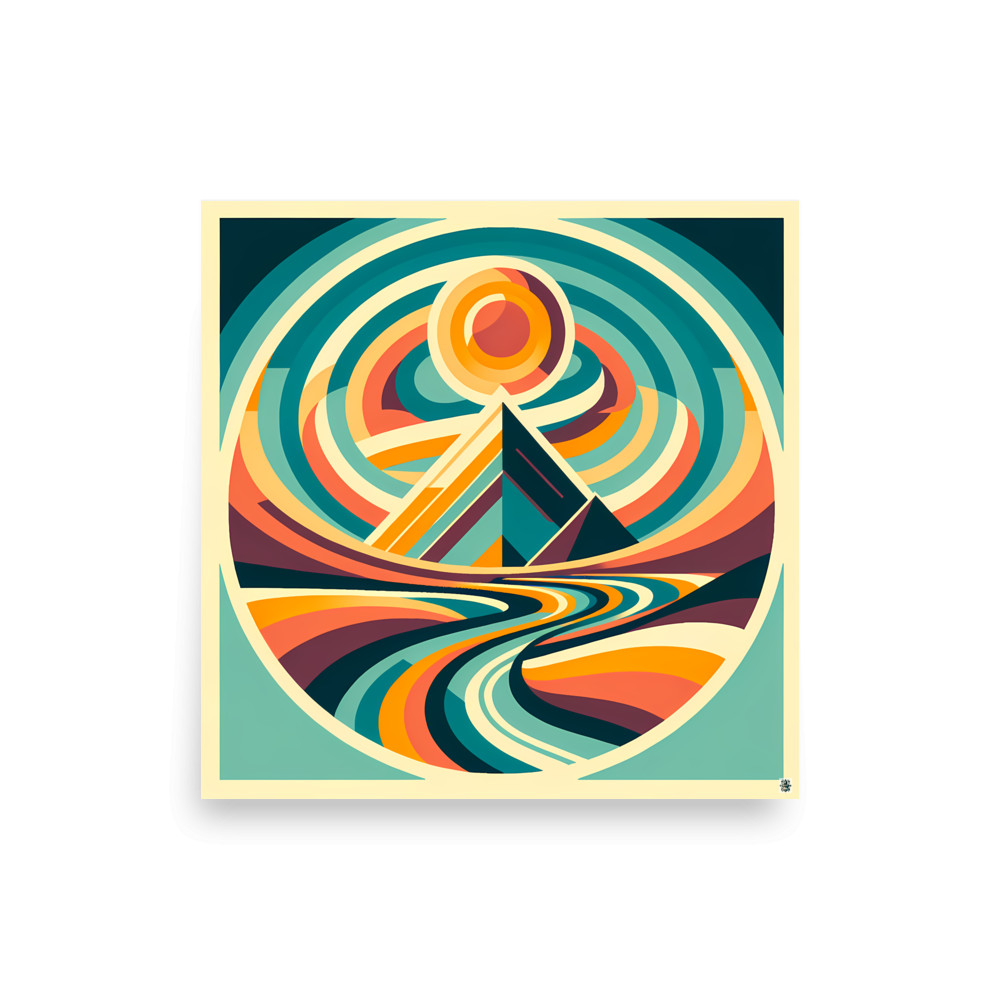 Geometric Mountain Sunscape — Art Print