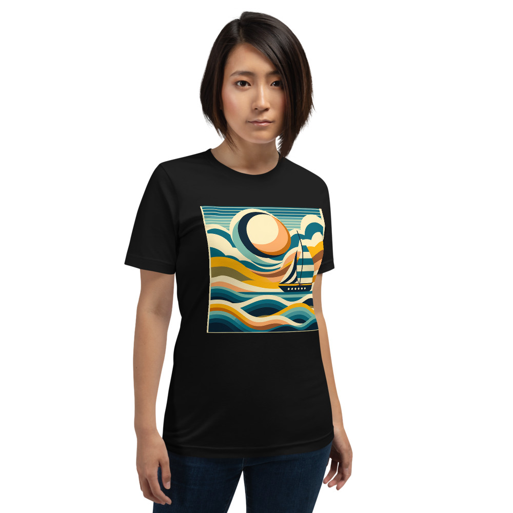 Abstract Sailboat on Colour Block Waves